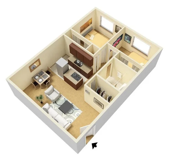 two bedrooms
